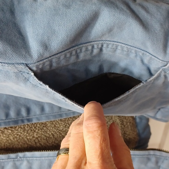 Jean Jacket Denim Light Blue Gray Sherpa Gander Mountain Guide Workwear Coat - Picture 6 of 9